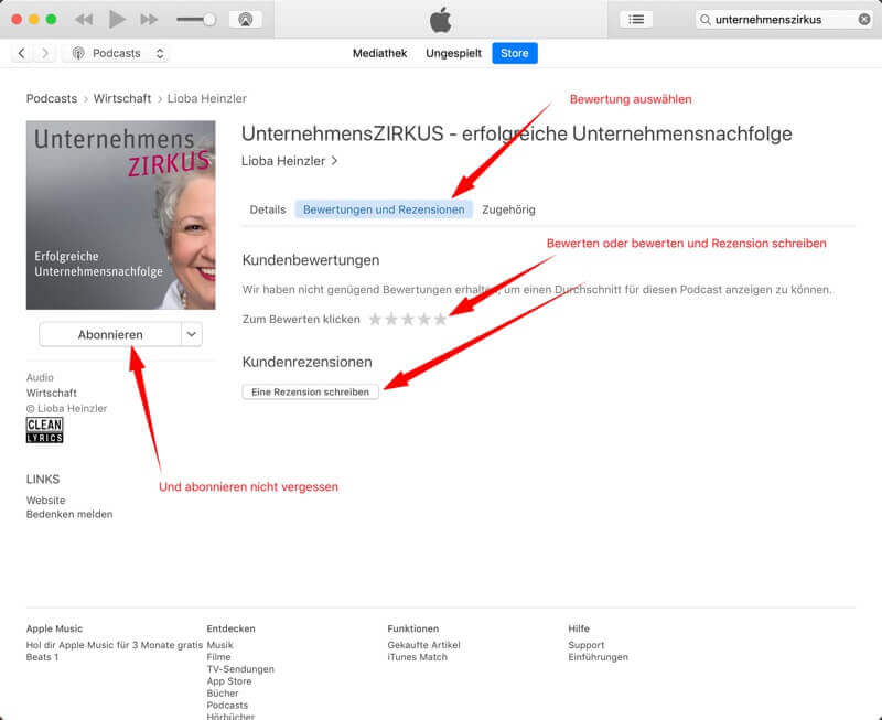 2 iTunes Bewertung Unternehmensnachfolge Podcast